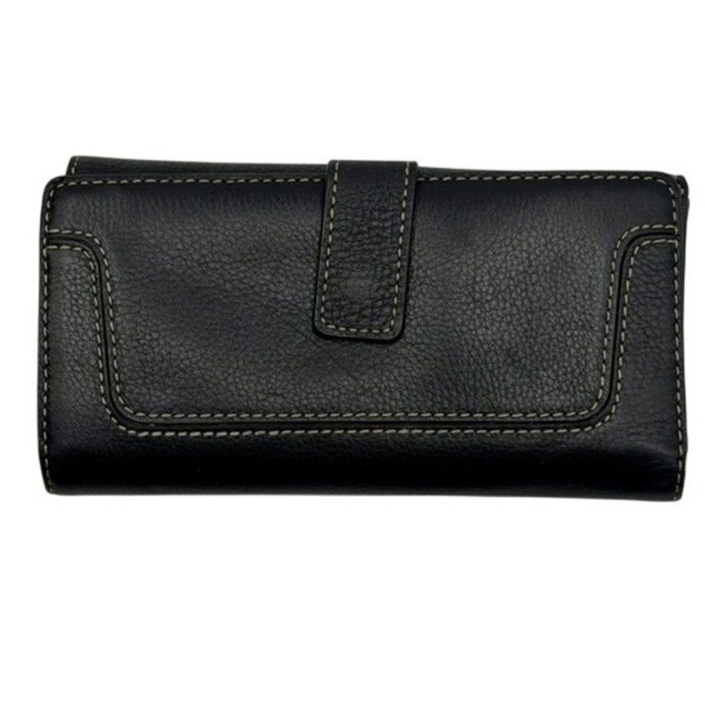 Michael Kors Black Pebbled Leather Continental Wallet Contrast Stitching Logo - Picture 5 of 9